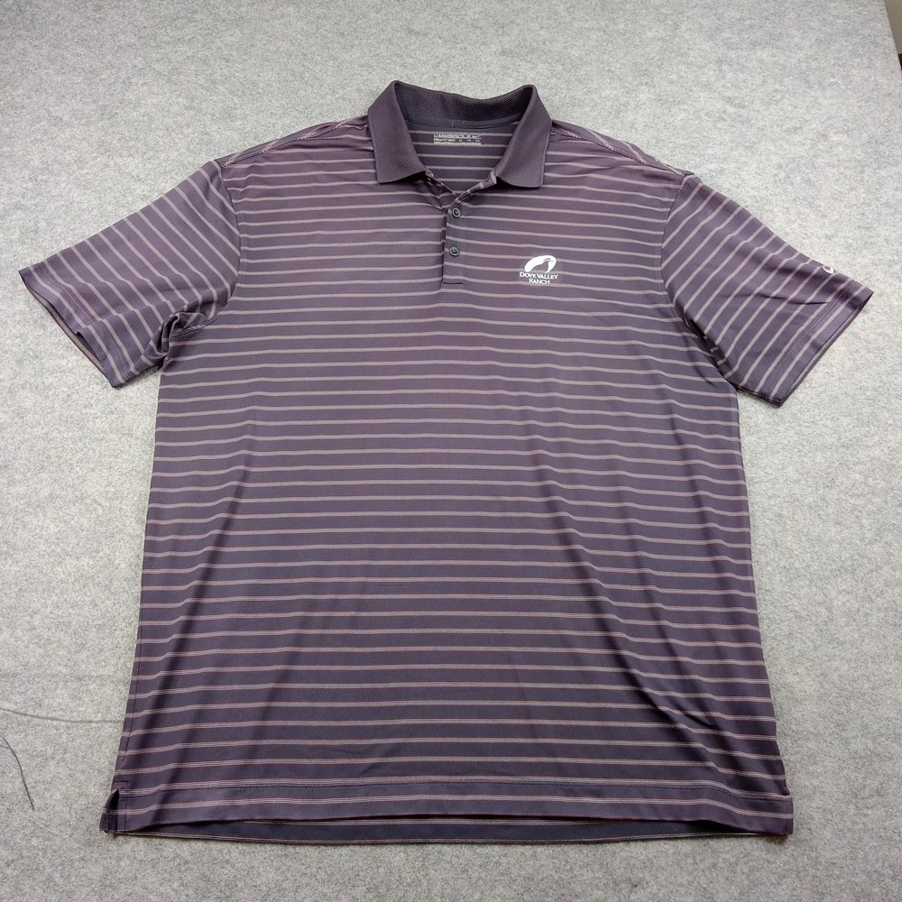 Nike Golf Polo Shirt Mens XL Purple Stripe Fit Dry Dove Valley Ranch 353589-511